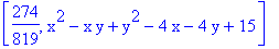 [274/819, x^2-x*y+y^2-4*x-4*y+15]